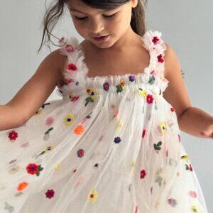 White Tulle Flower Girl Dress, Size 2-3T